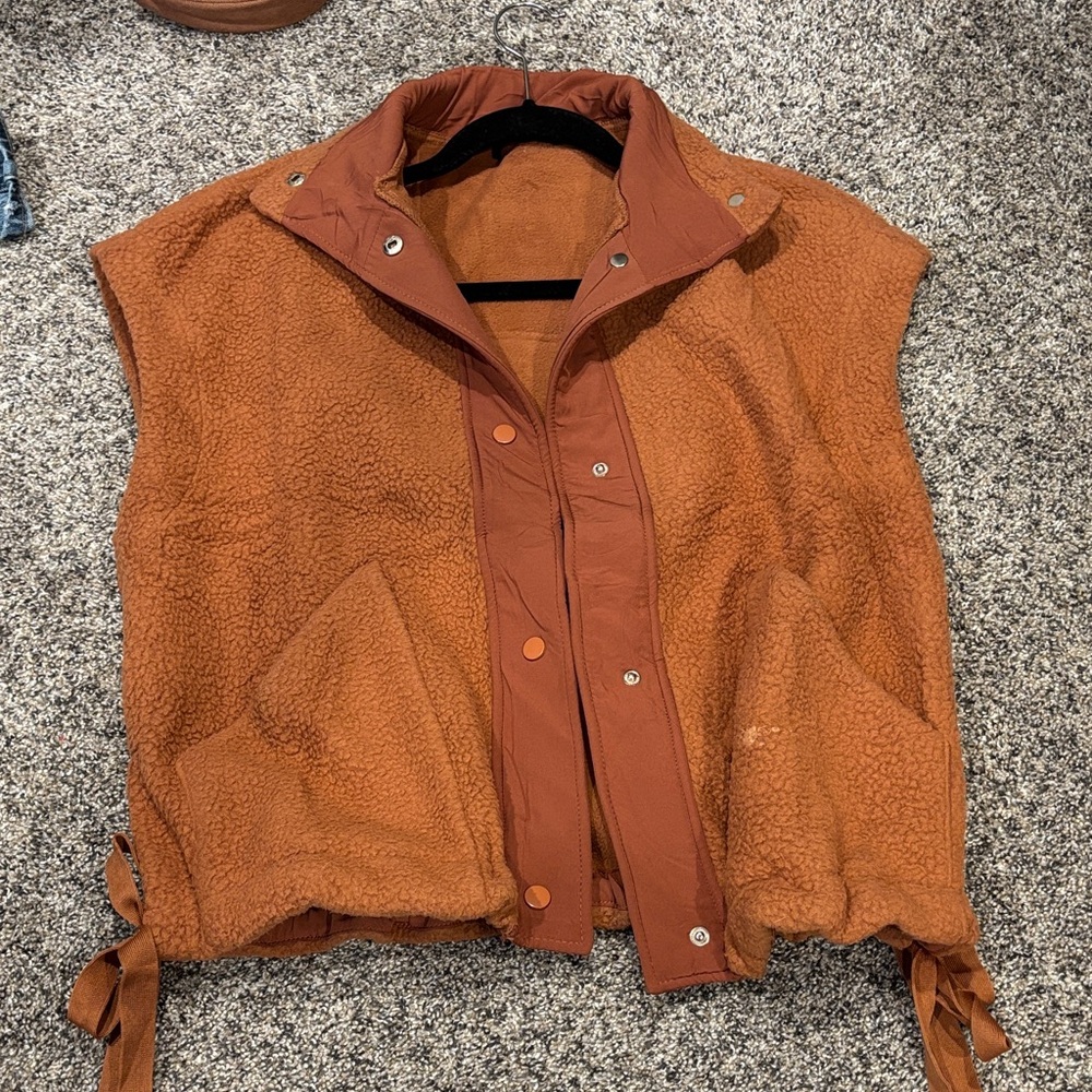 Rust Orange Sherpa Vest
